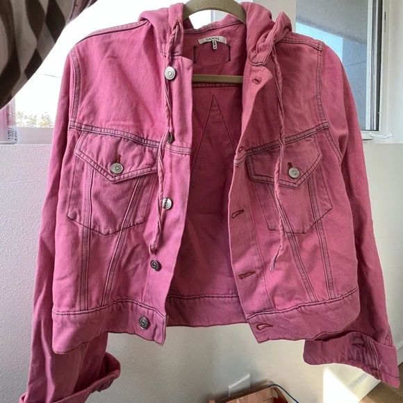 Ganni | Jackets & Coats | Bright Pink Ganni Size 36 Denim Hooded 